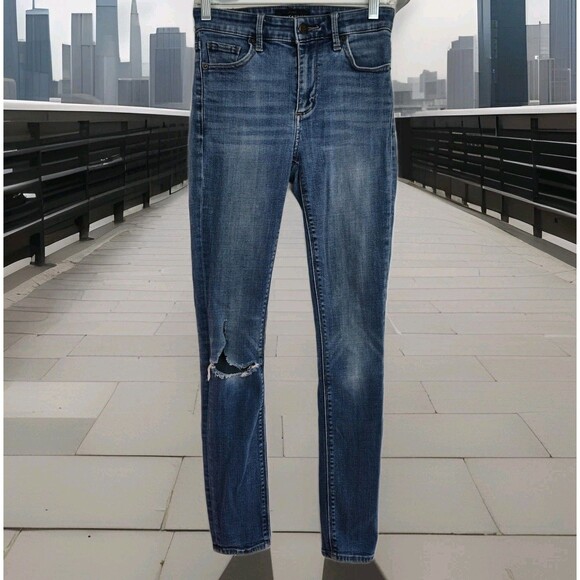 Lucky Brand Bridgette Skinny Women's Ankle Jeans, Size 00/24, Distressed, Blue - Picture 1 of 14